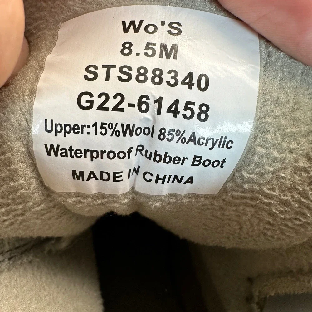 Sperry Saltwater Duck Boots Women 8.5 Grey Wool Rubber Winter Rain Preppy